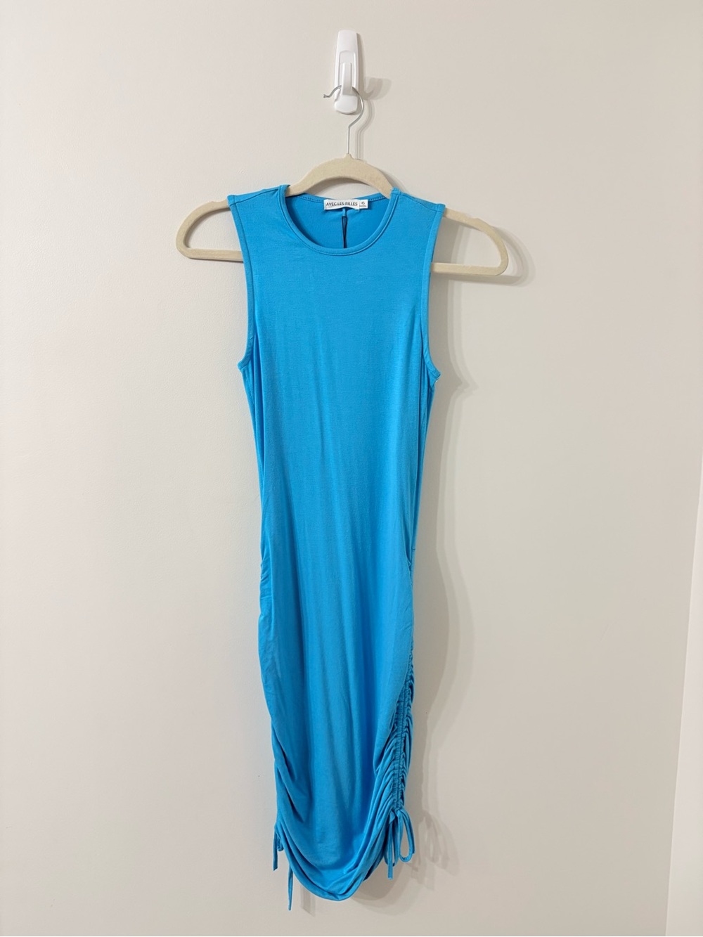 AVEC LES FILLES NWT Blue Ruched Bodycon Dress Coastal Resort Party Chic Travel - Picture 2 of 5